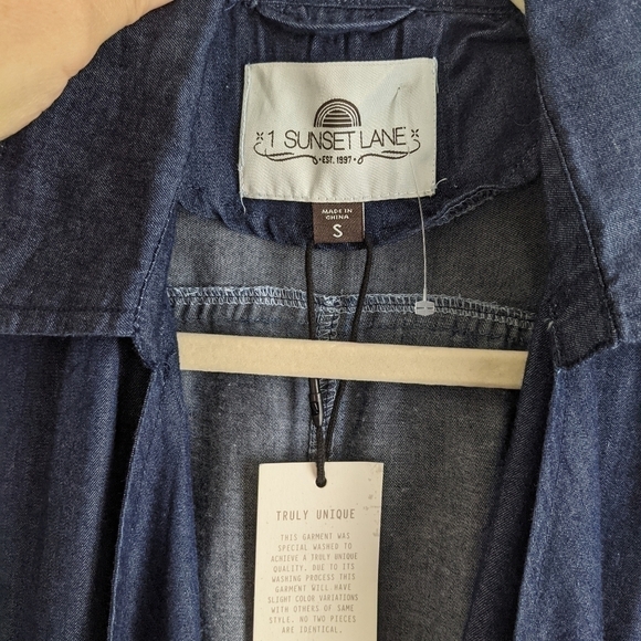 DENIM Shark Bite Shawl Collar Jacket S - Picture 11 of 14